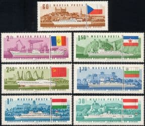 Hungary 1967 Danube Commission/ Boats/ Ships/ Paddle-steamers/ Ferries/ Tugs/ Transport 7v set (n44692)