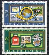 Hungary 1972 Space / Postal History / Stamp-on-Stamp / Telephone / Satellite 2v (n34459)