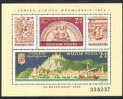 Hungary 1975 Stamp Day / Art / Carving / Boat / Madonna / Castle / Buildings 4v m / s (n36750)