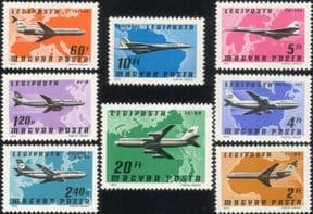 Hungary 1977 Planes/ Aircraft/ Civil Aviation/ Transport/ Concorde 8v set (n45219)