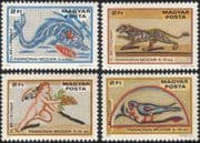 Hungary 1978 Stamp Day/ Mosaics/ Tiger/ Dolphin/ Pigeon/ Bird/ Art/ Craft/ Ceramics 4v set (n29399)