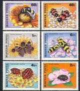 Hungary 1980 Bee / Beetles / Insects / Butterflies / Pollination / Flowers 6v set (n34457)