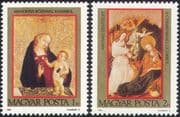 Hungary 1983 Christmas/ Greetings/ Madonna/ Child/ Angels/ Art/ Paintings 2v set (hx1001)