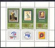 Hungary 1984 StampEx Animals/People /Art/Poetry/S-on-S/Stamp-on-Stamp m/s n36744