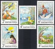 Hungary 1987 Fairy Tales / Crane / Duck / Soldier / Fox / Hare / Tortoise / Books 5v set n3986