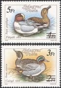 Hungary 1989 Teal/ Wigeon/ Ducks/ Birds/ Nature/ Surcharge/ Overprint 2v set surch o/p (n45572)