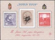 Hungary 1991 Pope John Paul II/ Papal/ People/ Religion/ Visit/ Stamp-on-Stamp imperforate m/s (n45677)