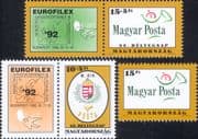 Hungary 1992 Stamp Day/ Eurofilex '92/ Post Horn/ StampEx 3v set + labels (hx1318)
