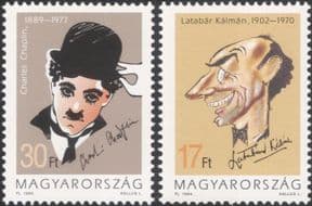 Hungary 1993 Charlie Chaplin/ Kalman Latabar/ Actor/ Acting/ Film/ Cinema/ People/ Movies 2v set (n45569)