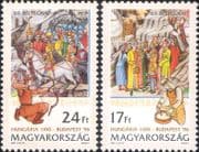 Hungary 1996 Stamp Day/ StampEx/ Prince Arpad/ Soldiers/ Horses/ Army/ Archery 2v set (hx1111)