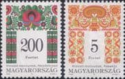 Hungary 1998 Definitives/ Ornate Folk Designs/ Birds/ Flowers/ Art 2v set (hx1080c)