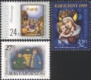Hungary 1999 Christmas/ Greetings/ Art/ Paintings/ Stained Glass 3v set (hx1007)