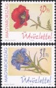 Hungary 2002 Greetings/ Flowers/ Plants/ Nature/ Poppy/ Poppies/ Gentian 2v set (s795)