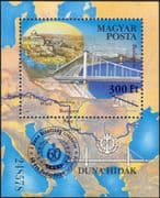 Hungary 2014 Danube Commission 60th Anniversary/ Elizabeth Bridge/ Chain Bridge/ Transport/ Rivers/ Engineering 1v m/s o/p surcharge (n45137)