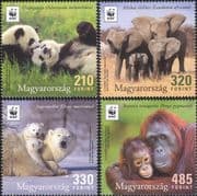 Hungary 2018 WWF/ Pandas/ Polar Bears/ Elephants/ Orang-utans/ Apes/ Animals/ Nature 4v set (n46275)