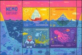 Hungary 2019  Jules Verne/ Submarine/ Books/ Writers/ Ship/ Divers/ Diving  4v m/s  (hx1152)