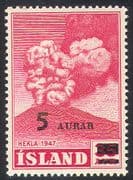 Iceland 1954 Volcano/ Mt Hekla/ Mountain/ Eruption/ Landscape/ 5a on 35a Surcharge 1v (n28223)