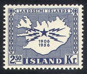 Iceland 1956 Telegraph  /  Communications  /  Telecomms  /  Map  /  Animation 1v (n34501)