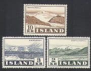 Iceland 1957 Views / Mountains / Glacier / Landscapes / Tourism 3v set (n34524)