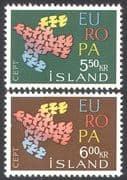 Iceland 1961 Europa/ Doves/ Birds/ Nature/ Peace/ Animation/ Design 2v set (n41360)