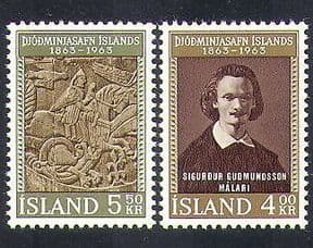 Iceland 1963 National Museum  /  Horse  /  Carving  /  Arts  /  People 2v set (n37163)