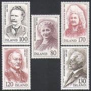 Iceland 1979 Composers / Writers / Music / Poetry / People / Religion 5v set (n34880)