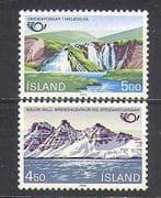 Iceland 1983 Waterfall / Mountain / Views / Tourism / Postal 2v set (n24863)