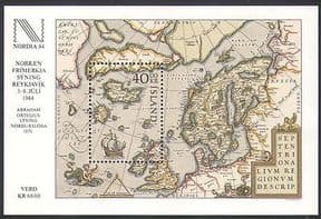 Iceland 1984 Nordia '84  /  Boat  /  Map  /  Transport  /  Sailing  /  Nautical 1v m  /  s (n34527)