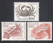 Iceland 1985 Marine Animals / Crab / Squid / Nature / Wildlife 3v set (n34653)