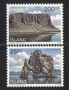 Iceland 1990 Landscapes / Cliffs / Sea / Tourism / Nature 2v set (n27458)