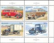 Iceland 1992 Postal/ Trucks/ Lorry/ Car/ Bus/ Snow Plough/ Transport 4v set as block (n15668)
