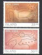 Iceland 1994 Christmas / Stars / Woman / Man / Greetings / Astronomy 2v set (n20272)