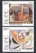 Iceland 1997 Art / Paintings / Artists / Boats / Harbour / Abstract 2v set (n34659)