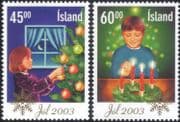Iceland 2003 Christmas/ Greetings/ Tree/ Baubles/ Candles/ Animation 2v set (is1040)