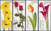 Iceland 2005 Greetings Stamps/ Rose/ Tulip/ Gerbera/ Flowers/ Plants/ Nature 4v set (n46064)