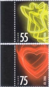Iceland 2006  Christmas/ Greetings/ Angel/ Heart       Embossed  2v set  (is1095)