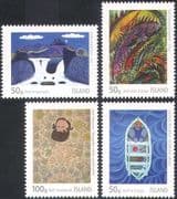 Iceland 2010 Art/ Paintings/ Artists/ People/ landscape/ Waterfall/ Fishing Boat/ Portrait/ Abstract 4v set (n42379)