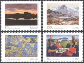 Iceland 2011 Art/ Paintings/ Artists/ People/ Mountain/ Sunset/  Horses 4v set (n42312)