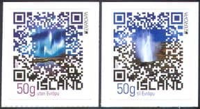 Iceland 2012 Tourism/ Aurora/ Volcanic Geyser/ Nature/ QR Code 2v set s/a (n42361)