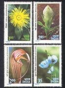 India 1983 Himalayan Flowers / Poppy / Lily / Plants / Nature / Conservation 4v set n39321
