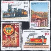 India 1987 S E Railway Centenary/ Steam Engines/ Locomotives/ Trains 4v set (s703g)