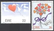 Ireland 1985 LOVE / Greetings / Balloon/ Flowers / Heart 2v set n14021