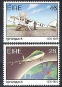Ireland 1986  Aer Lingus Airline 50th/ Aviation/ Planes/ Transport  2v set  (n14029)