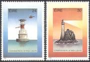 Ireland 1986 Lighthouses/ Maritime Safety/ Helicopter/ Buildings/ Architecture/ Transport/ Aviation 2v set (n30182)