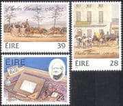 Ireland 1986 Mail Coach/ Horses/ Mulready/ Art/ Artists/ Transport 3v set (n14026)