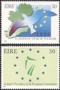 Ireland 1990 Tourism/ European Presidency/ Bird/ Map/ Emblem 2v set (n21552)