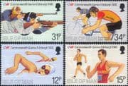 Isle of Man 1986 Commonwealth Games/ Cycling/ Shooting/ Swimming/ Walking/ Sport 4v set (n18520a)