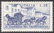 Italy 1969 Stamp Day/ Horses/ Stage Coach/ Post/ Mail/ Transport/ Animals/ Buildings 1v (n23540)