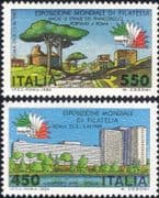 Italy 1984 "Italia '85" Stamp Exhibition/ StampEx/ Buildings/ Trees 2v set (n45067n)