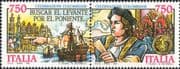 Italy 1991 Columbus/ Ships/ Boats/ Sailing/ Transport/ People/ Explorers 2v set s-t pr (b853)